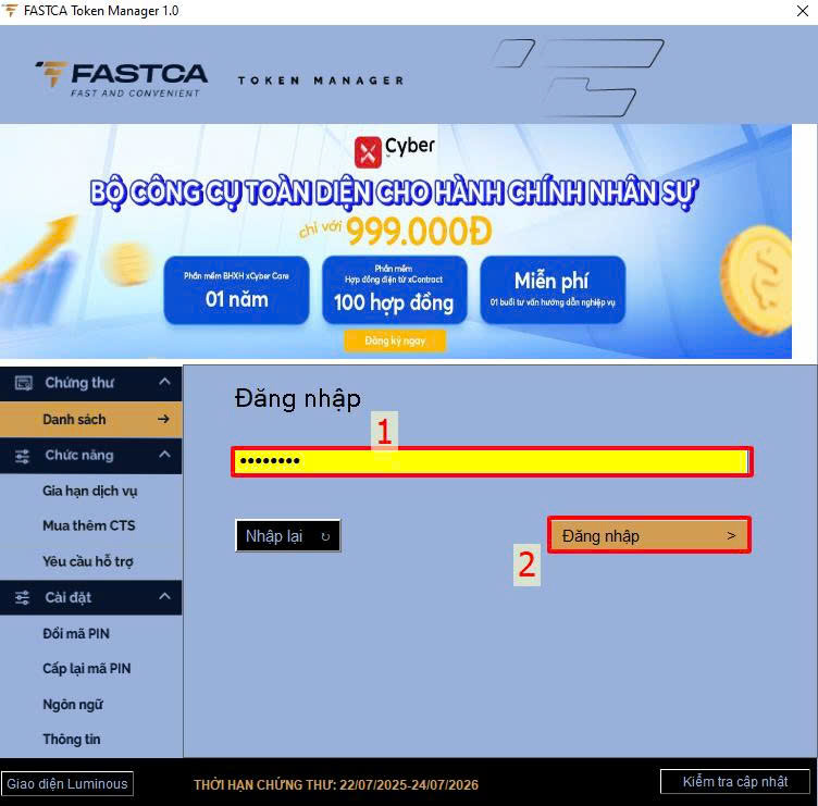 kiểm tra Serial chứng thư số