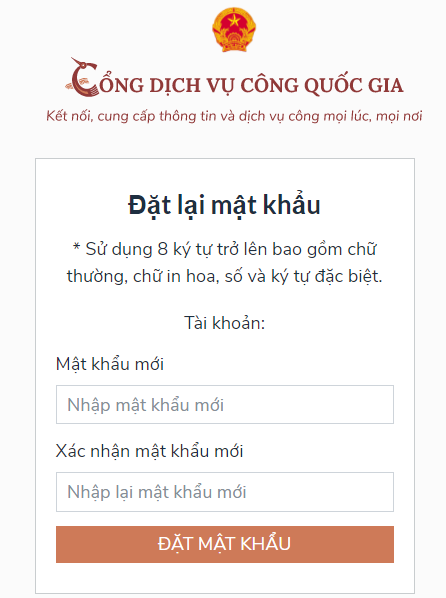 Làm thế nào để lấy lại mật khẩu trên Dịch vụ công Quốc Gia
