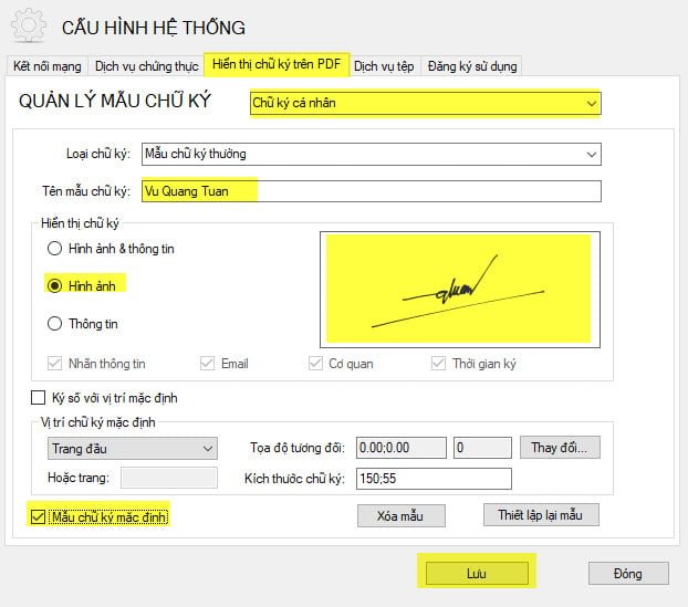 Cài đặt chữ ký VGCA