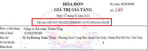hoá đơn điện tử có mã của cơ quan thuế