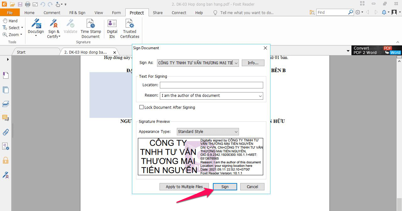 Hướng dẫn ký điện tử file PDF trên phần mềm Foxit Reader