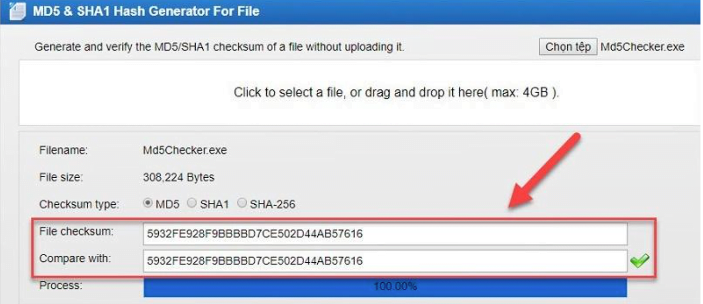 Hướng dẫn cách check MD5