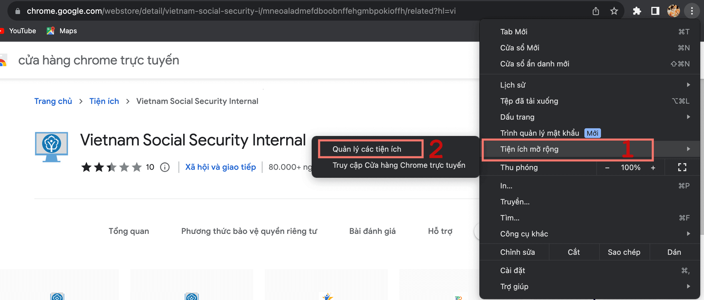 cài đặt Extension và ứng dụng nền ký số