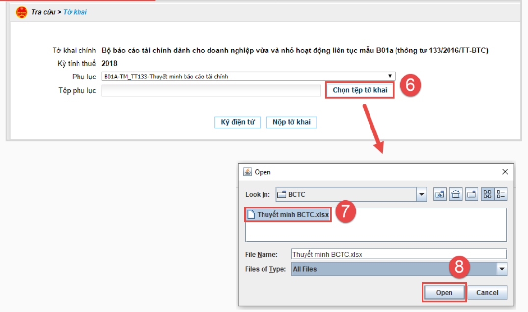 Hướng dẫn nộp thuyết minh báo cáo tài chính qua mạng