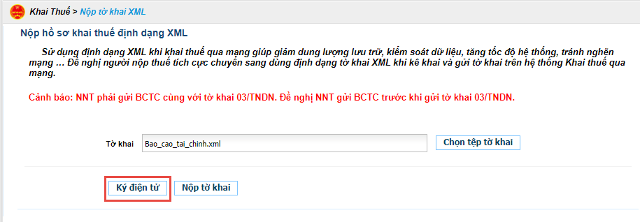 Hướng dẫn nộp báo cáo tài chính qua mạng