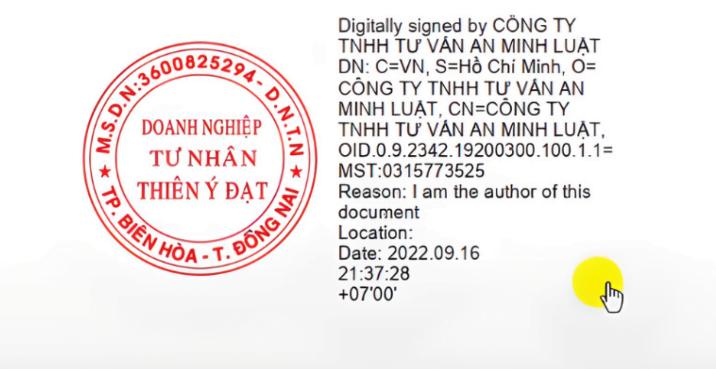 mẫu chữ ký điện tử dành cho tổ chức, doanh nghiệp