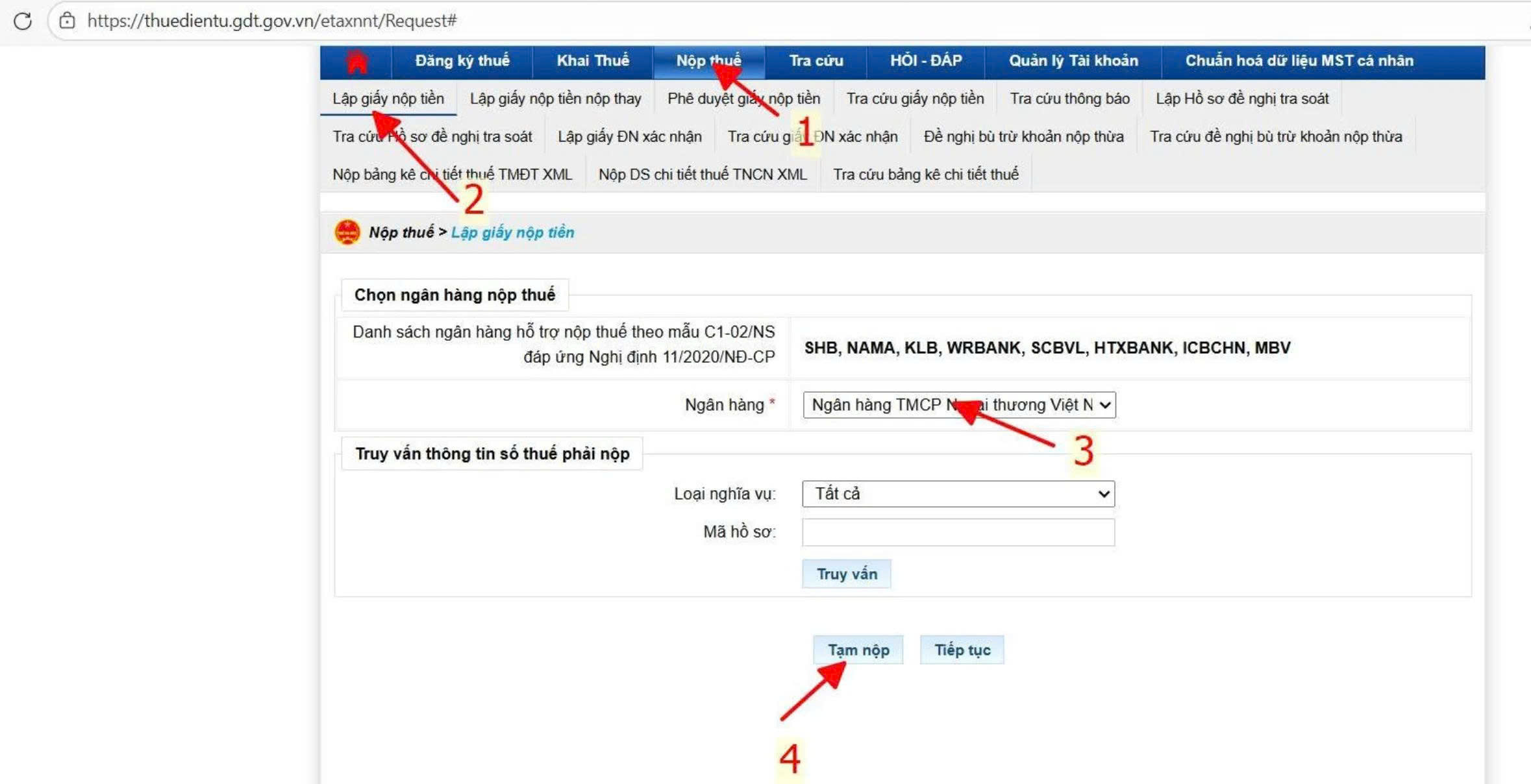 nộp thuế tndn tạm tính