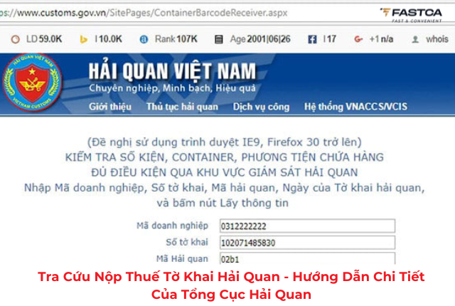 Tra cứu nộp thuế tờ khai hải quan - Hướng dẫn chi tiết của Tổng cục Hải quan