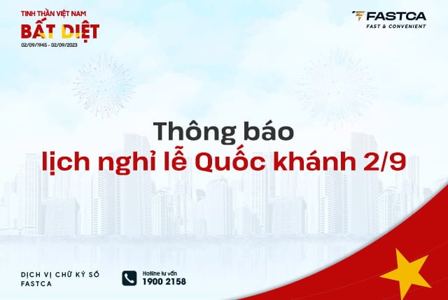 Thông báo về lịch nghỉ hoạt động nhân dịp Quốc khánh 2/9