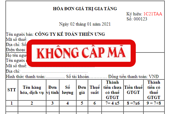 Cách xử lý hóa đơn không được cấp mã