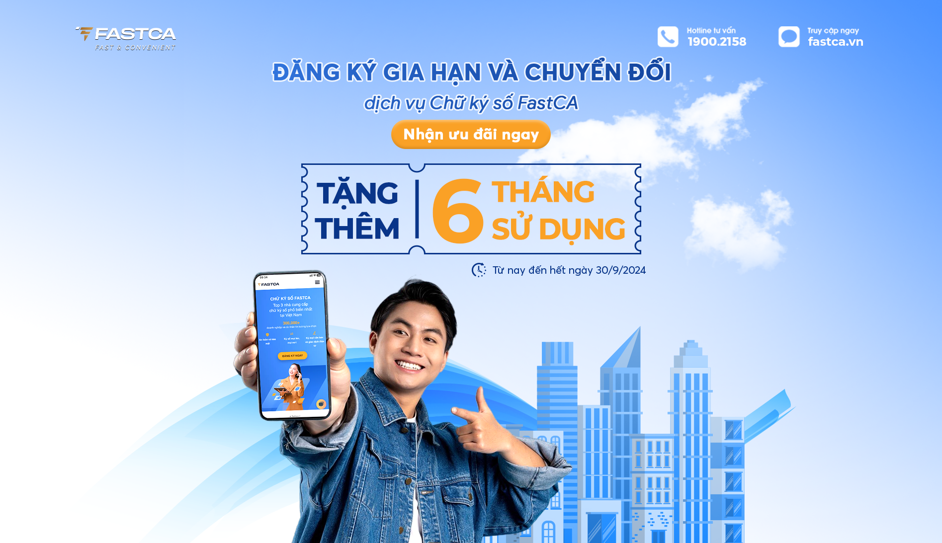 Tặng thêm 06 THÁNG sử dụng khi ĐĂNG KÝ/ GIA HẠN dịch vụ Chữ ký số FastCA