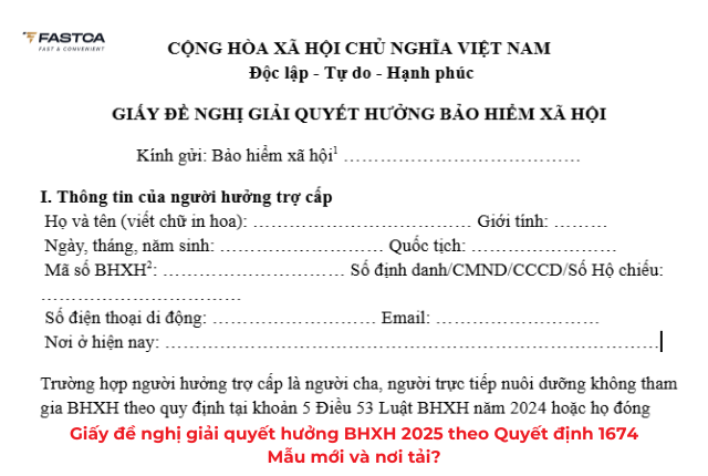 Giấy đề nghị giải quyết hưởng BHXH 2025 theo Quyết định 1674: Mẫu mới và nơi tải?