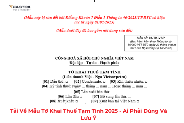 Tải về mẫu tờ khai thuế tạm tính 2025 - Ai phải dùng và lưu ý
