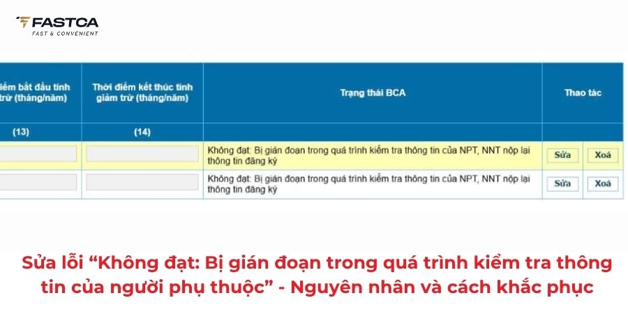 Sửa lỗi “Không đạt: Bị gián đoạn trong quá trình kiểm tra thông tin của người phụ thuộc” - Nguyên nhân và cách khắc phục