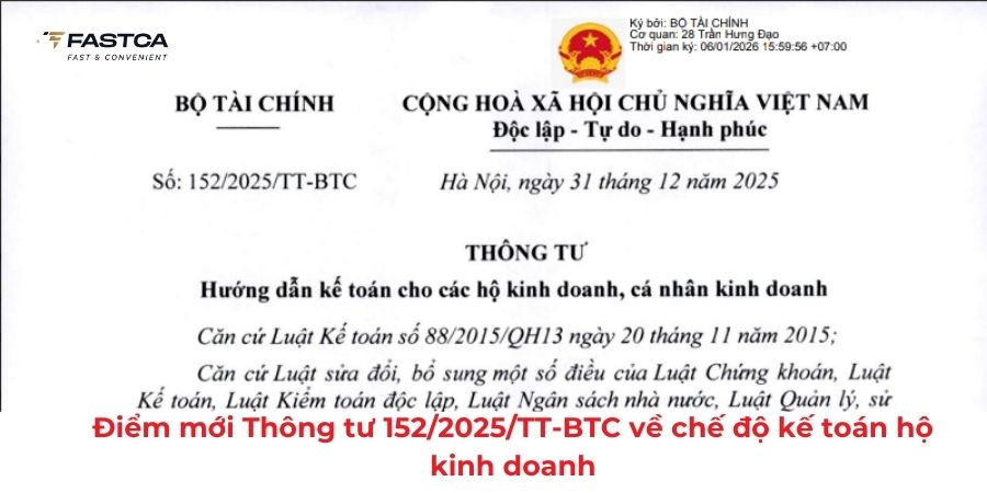 Điểm mới Thông tư 152/2025/TT-BTC về chế độ kế toán hộ kinh doanh
